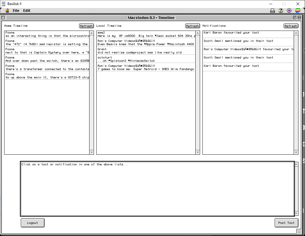 Expanded window of Macstodon.