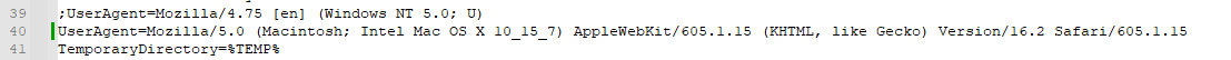 Edited settings for the user agent in the config file to meet certain reqirements