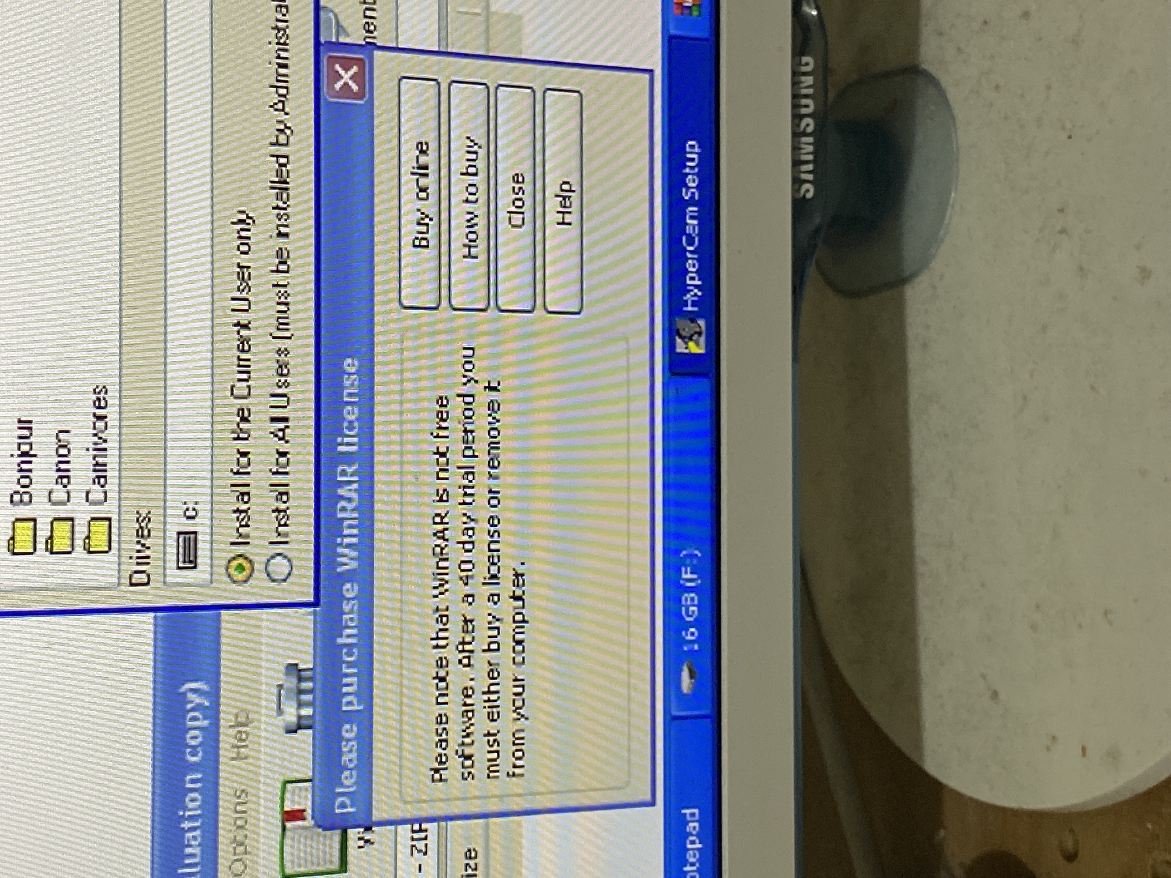 WinRAR asking for money.