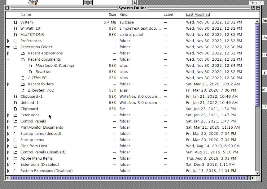 Extenmsions folder for putting the required extensions Macstodon needs for System 7.
