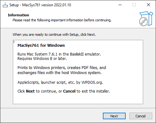 MacSys761 installer window.