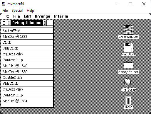 Debug Window on Twiggy Mac